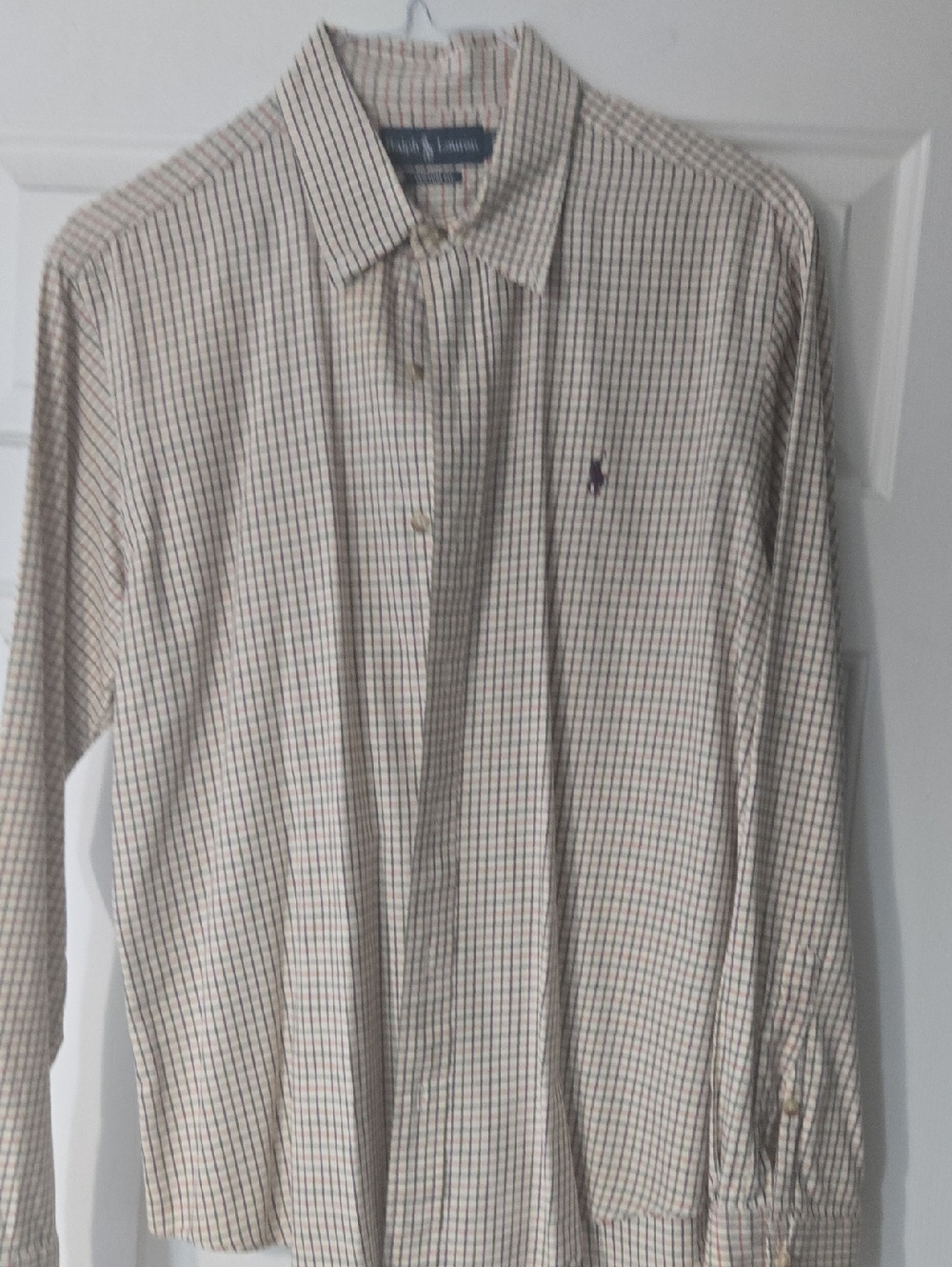 Ralph Lauren Men’s Beige and Cream Check Button-Down Shirt
